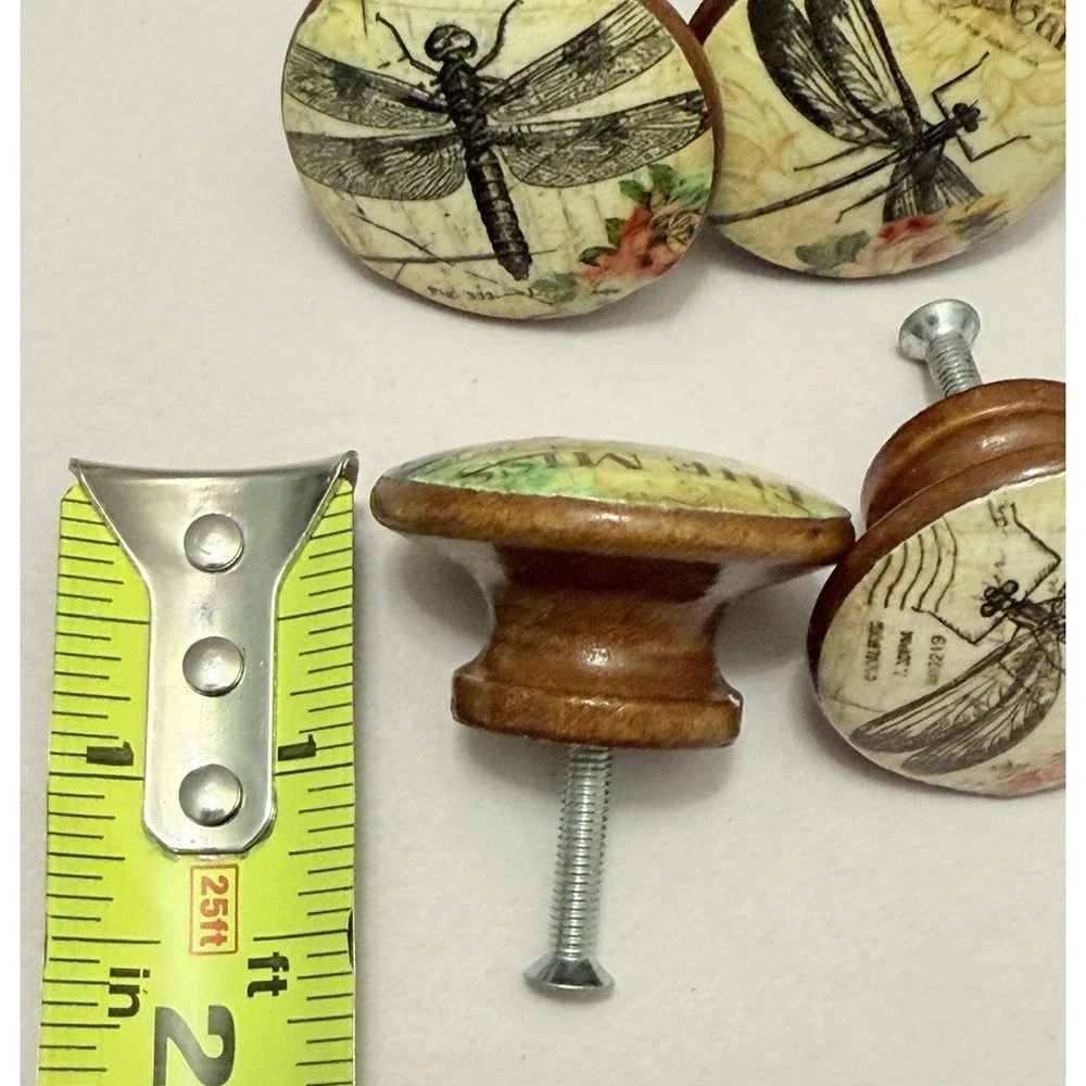 8 PC VTG Drawer Pull Pulls Furniture Knobs French Country Chic Shabby Dragonfly